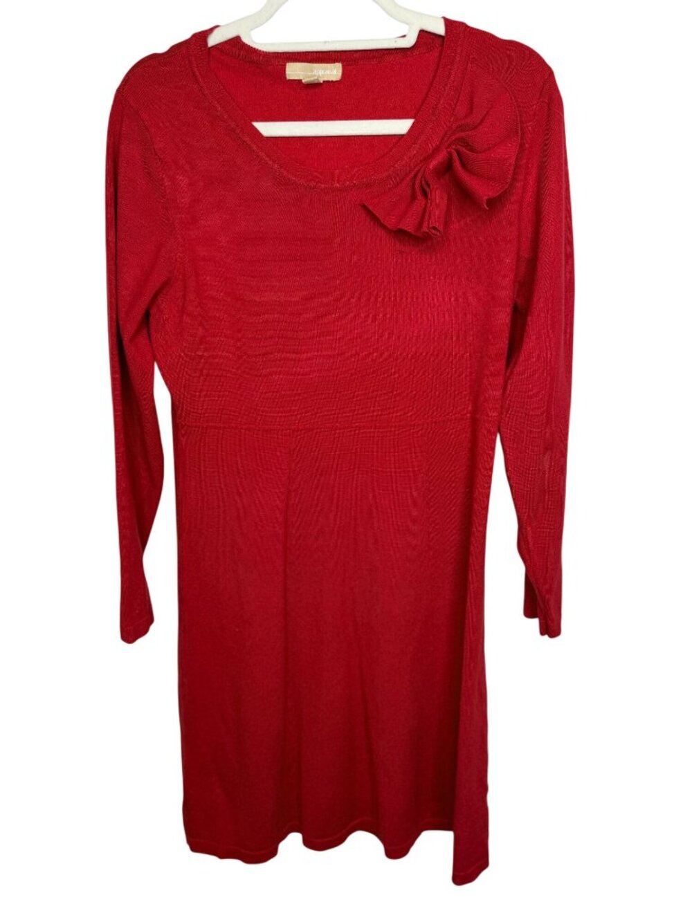 Appraisal Womens Large Red Sweater Dress Bow Detail Long Sleeve Work
